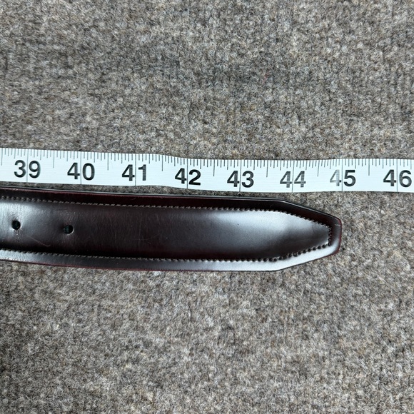 Johnston & Murphy Brown Maroon Red Leather Belt Men Size 38 Silver Square Buckle - Picture 11 of 12